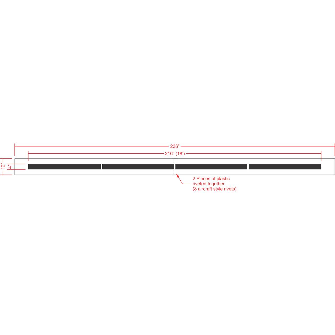 4 inch by 18 foot line stencil for parking lot and roadway pavement striping applications