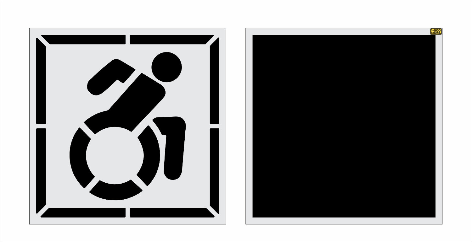 NYSDOT 45" Accessible Handicap w/ 56" Border and 56" Background Stencil - High-quality stencil for pavement marking, durable and reusable