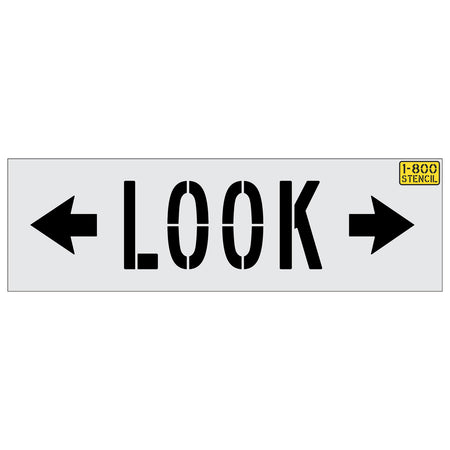 24-inch Chicago DOT LOOK with arrows pavement marking stencil for pedestrian safety warning