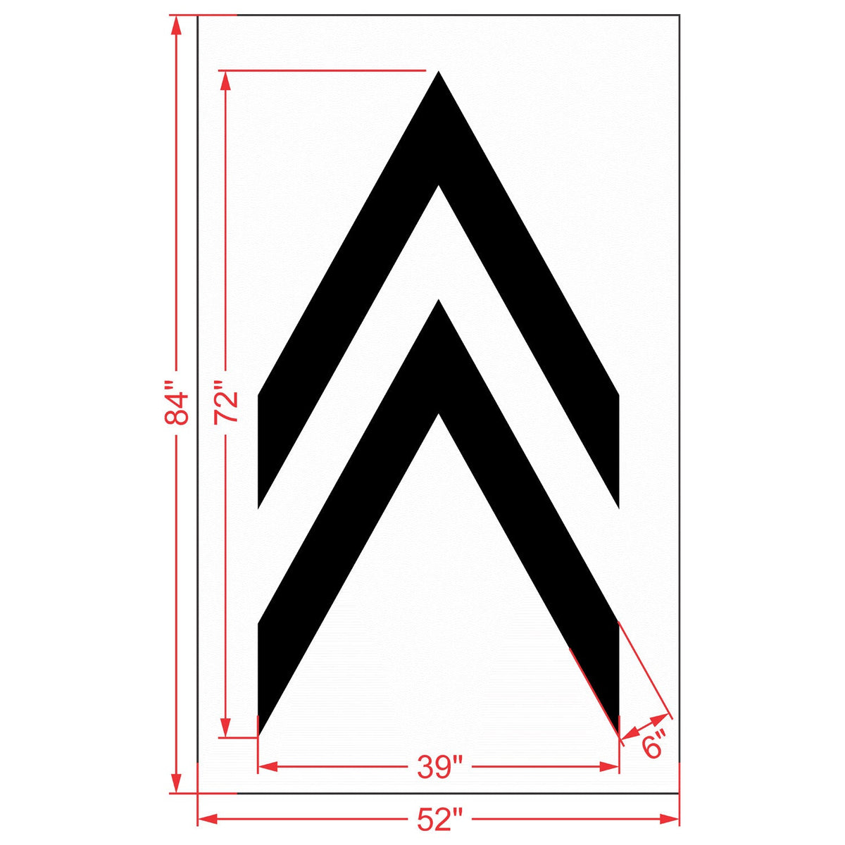 Dimension of 72-inch Chicago DOT bike lane chevron pavement marking stencil for bicycle traffic guidance