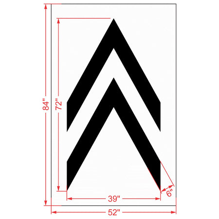 Dimension of 72-inch Chicago DOT bike lane chevron pavement marking stencil for bicycle traffic guidance