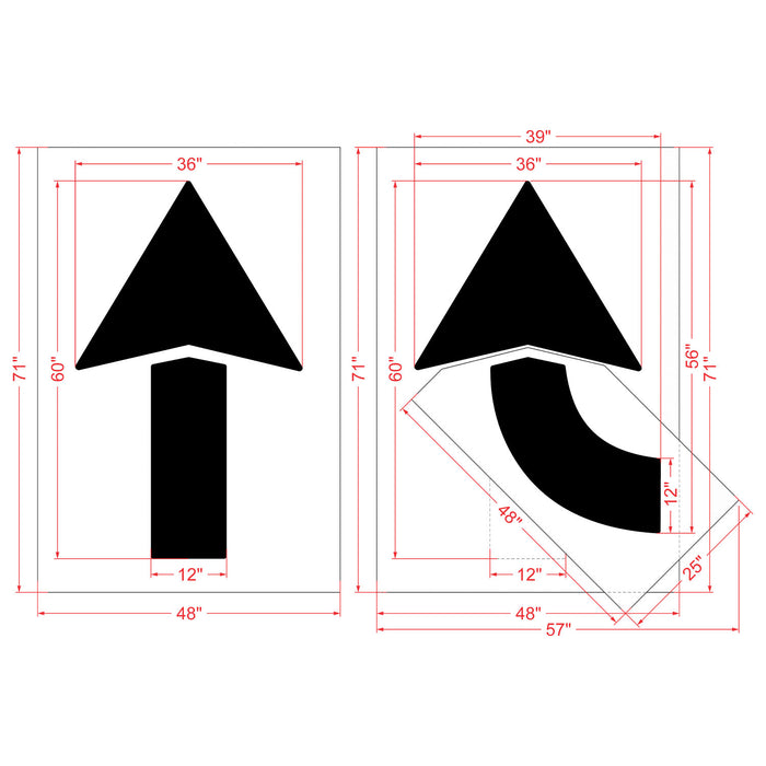 60" Straight & Turn Arrow Combo Kit Stencil