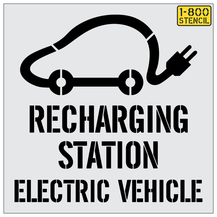 Recharging Station EV Symbol with Tail Plug Stencil - (21"-30")