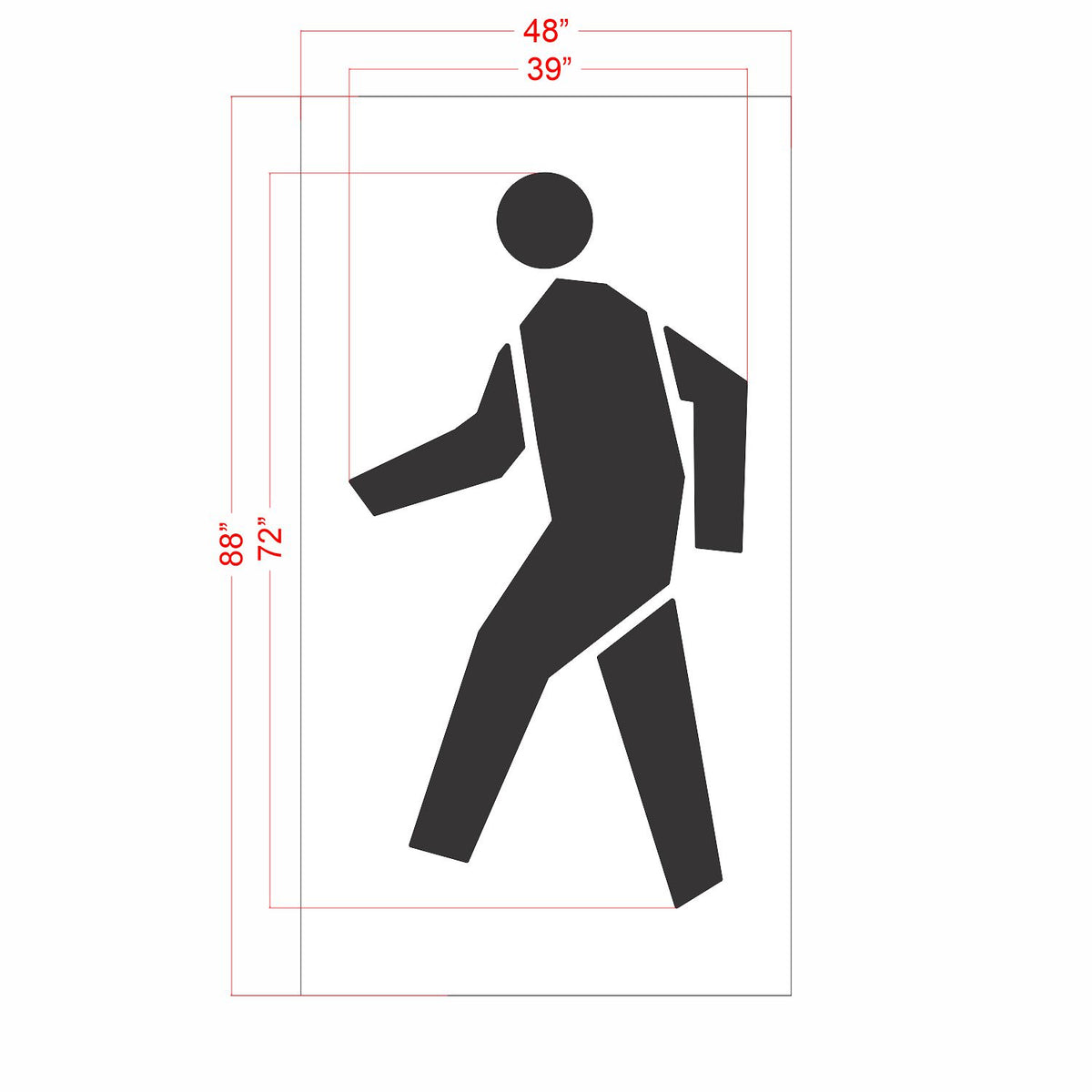 dimension image of 72-inch Chicago DOT pedestrian crossing logo pavement marking stencil for crosswalk safety