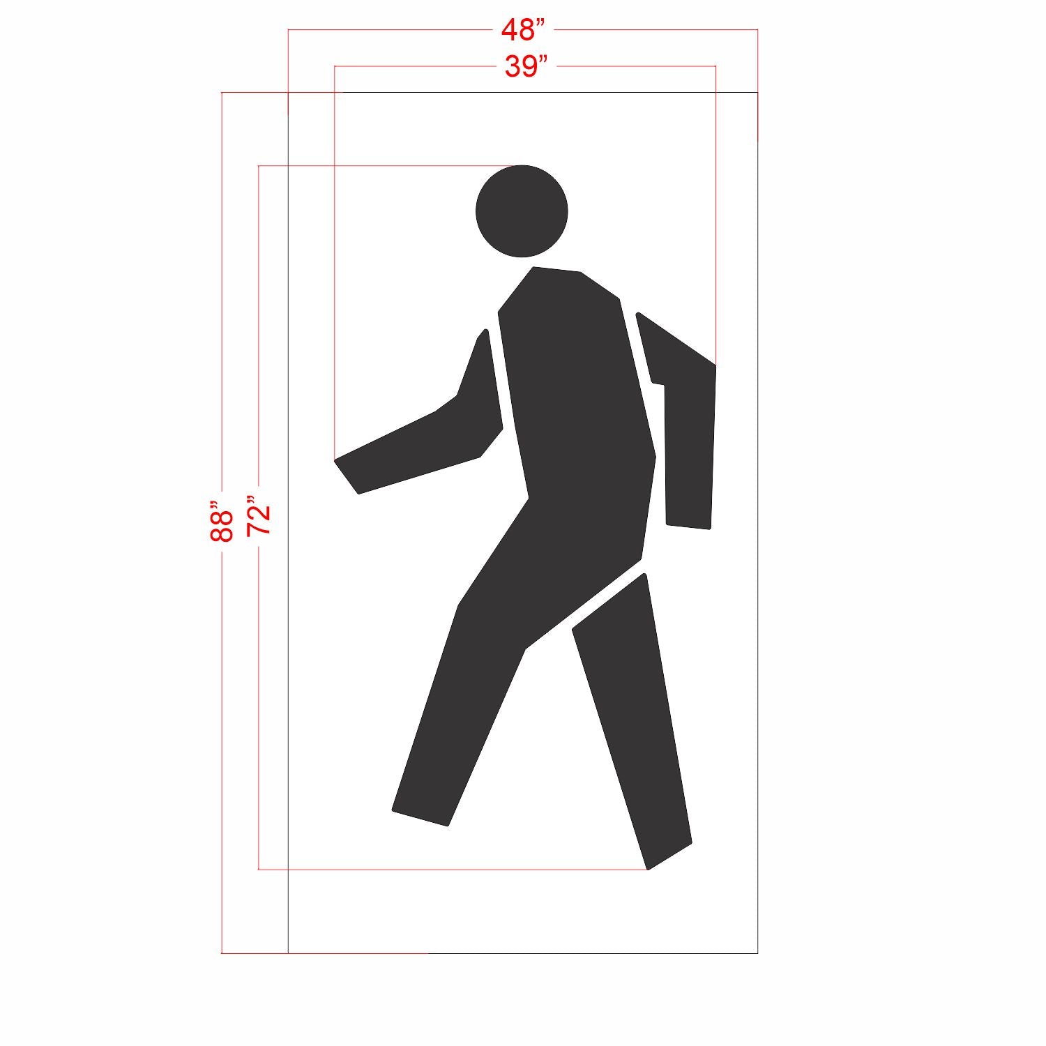 dimension image of 72-inch Chicago DOT pedestrian crossing logo pavement marking stencil for crosswalk safety