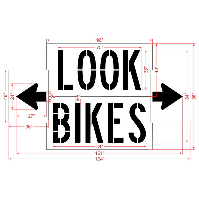 84" Look for Bikes w/ Arrows Stencil