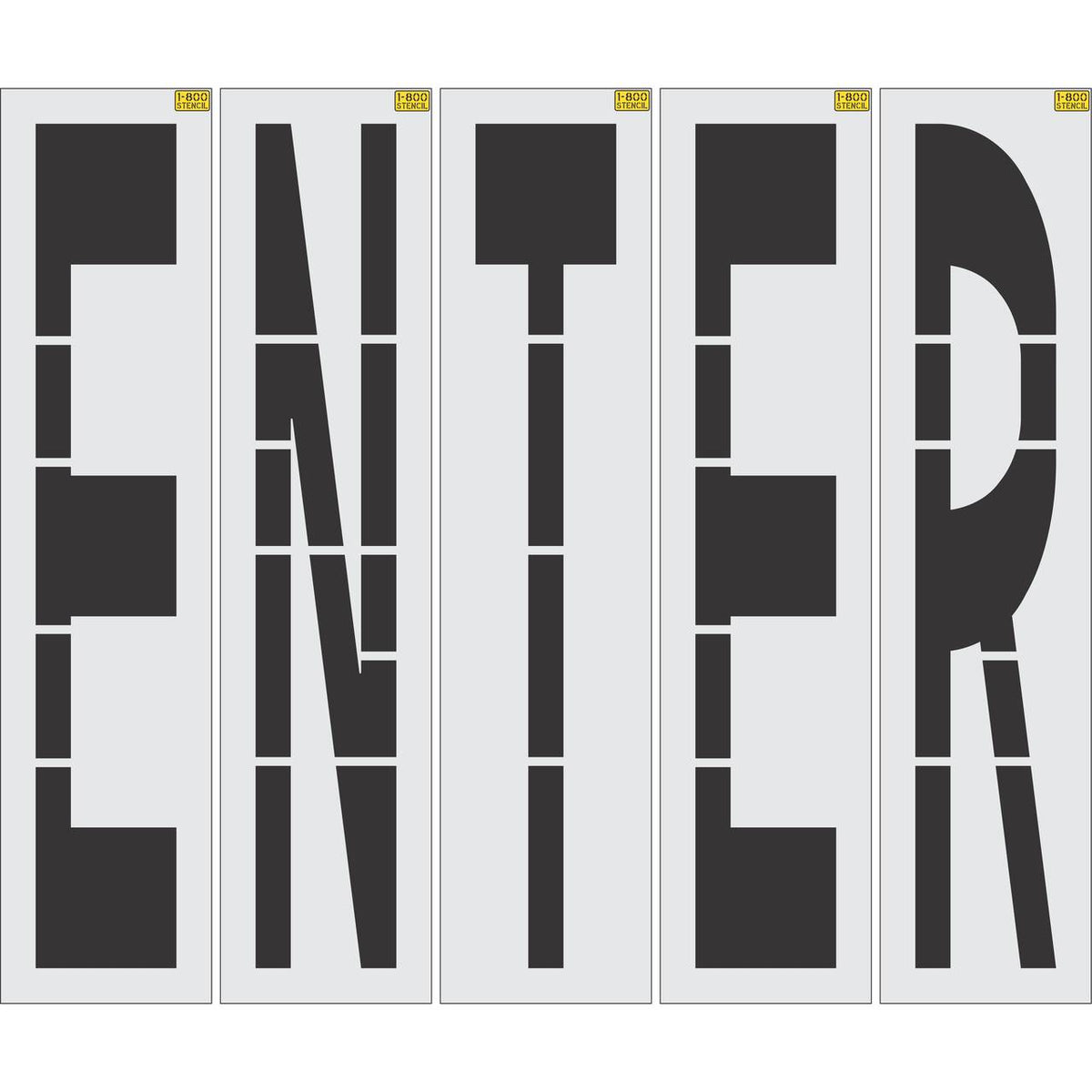 96 inch ENTER stencil for large-format parking lot and roadway directional pavement striping applications