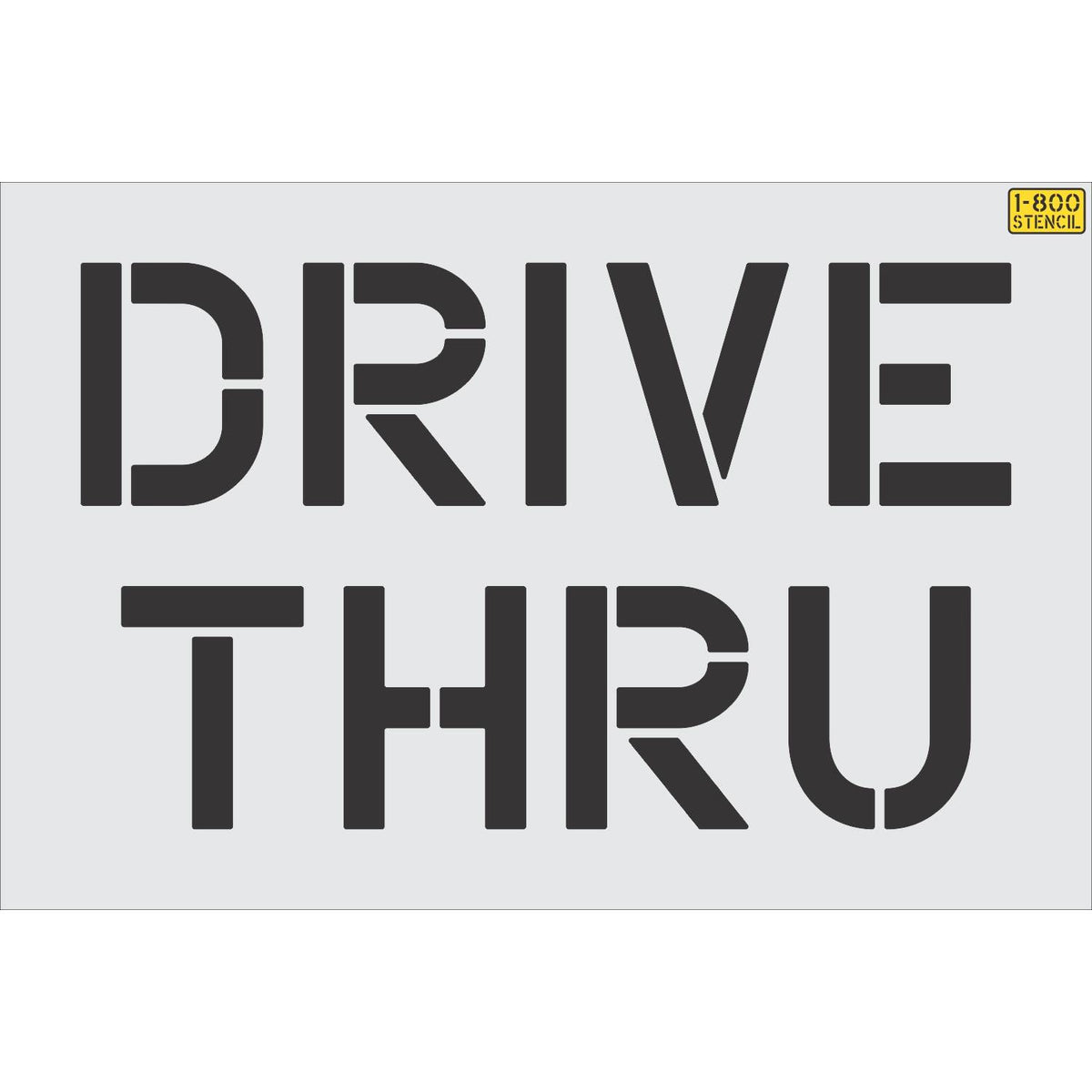 12" DRIVE THRU Stencil - High-quality stencil for pavement marking, durable and reusable