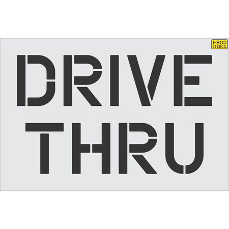 12" DRIVE THRU Stencil - High-quality stencil for pavement marking, durable and reusable