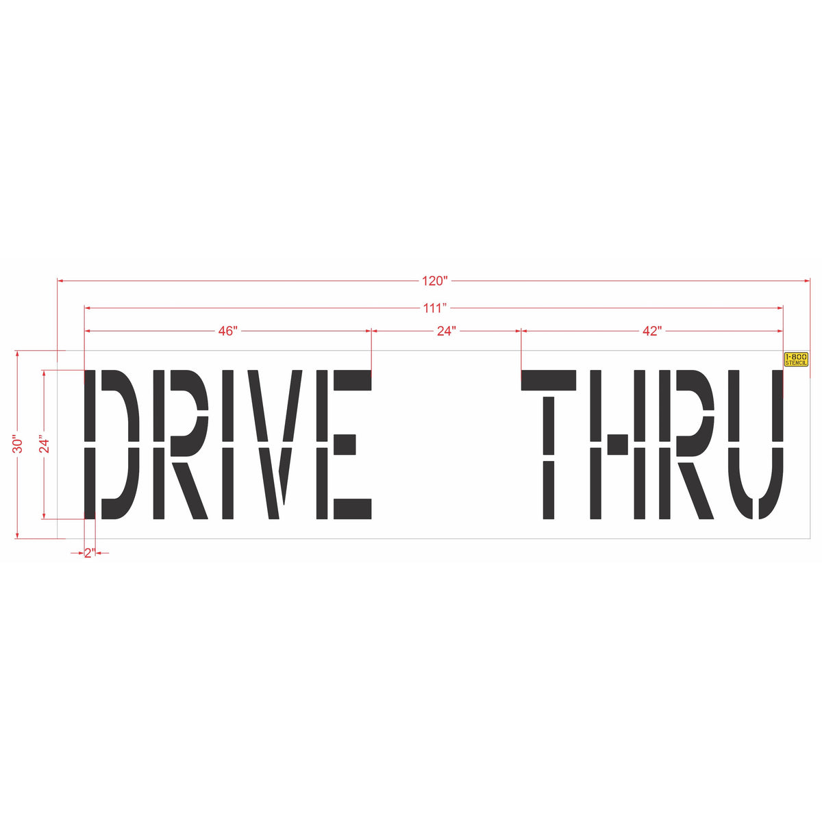 24" Wide Space DRIVE THRU Stencil - High-quality stencil for pavement marking, durable and reusable