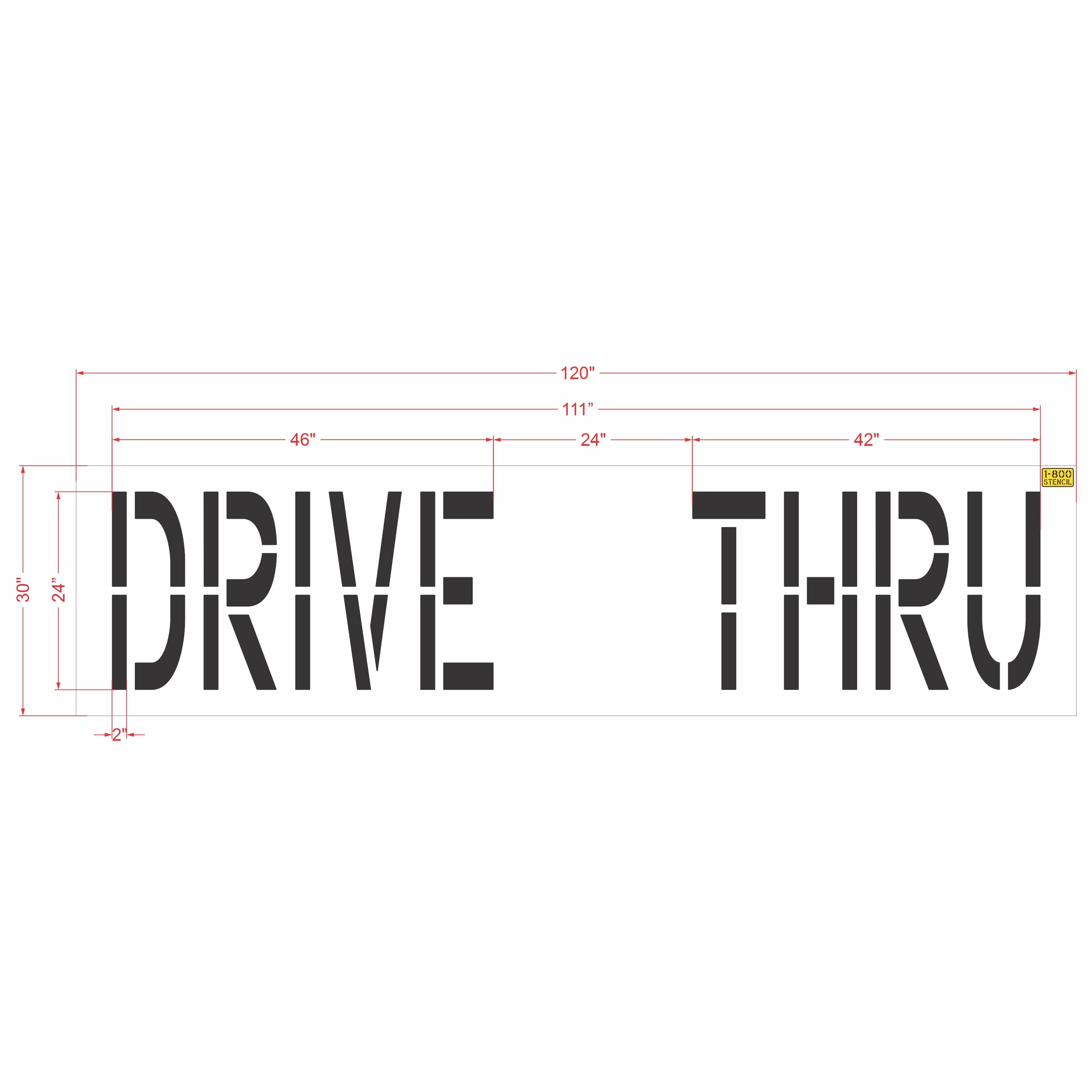 24" Wide Space DRIVE THRU Stencil - High-quality stencil for pavement marking, durable and reusable