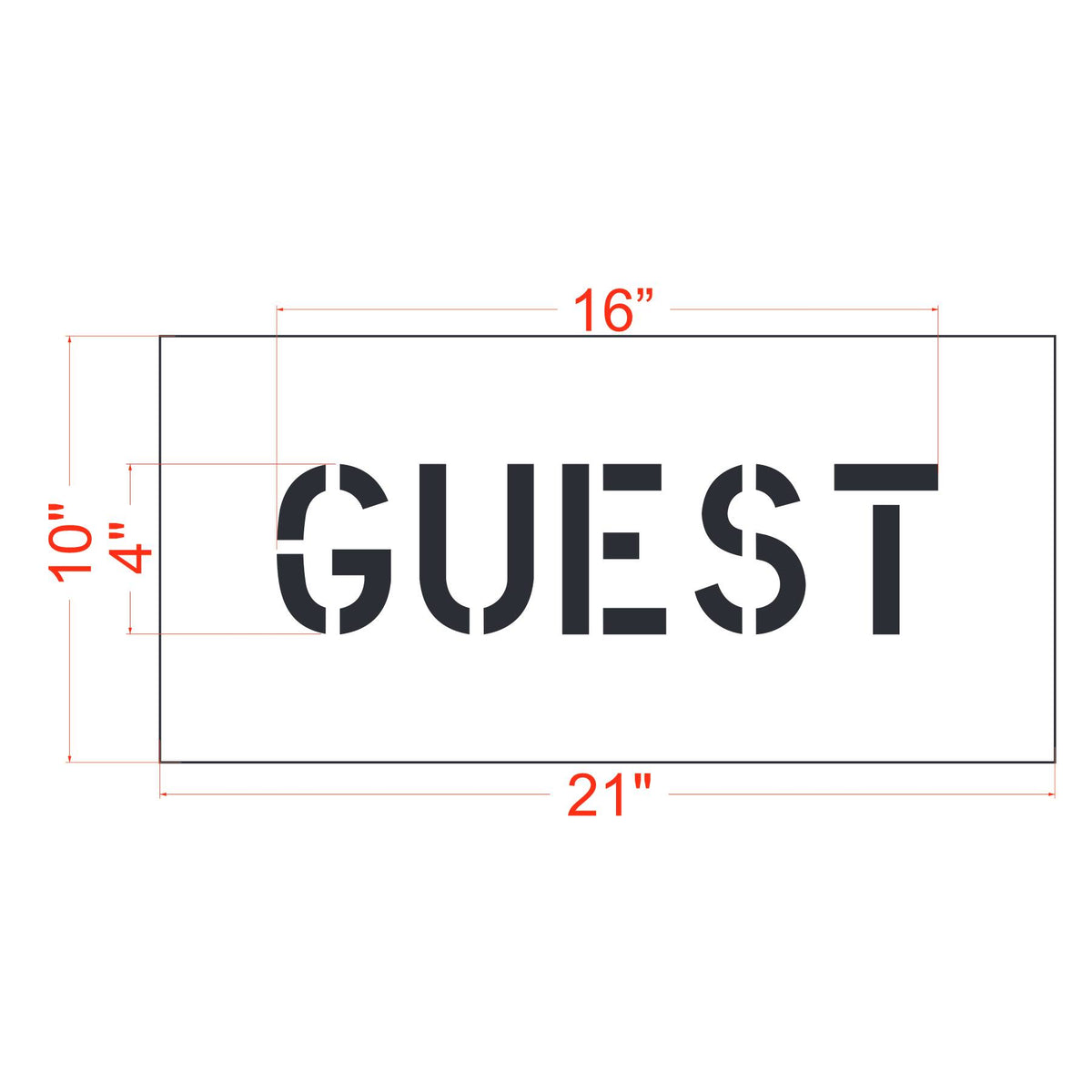 4 inch GUEST standard stencil for curb, equipment, and small pavement marking applications