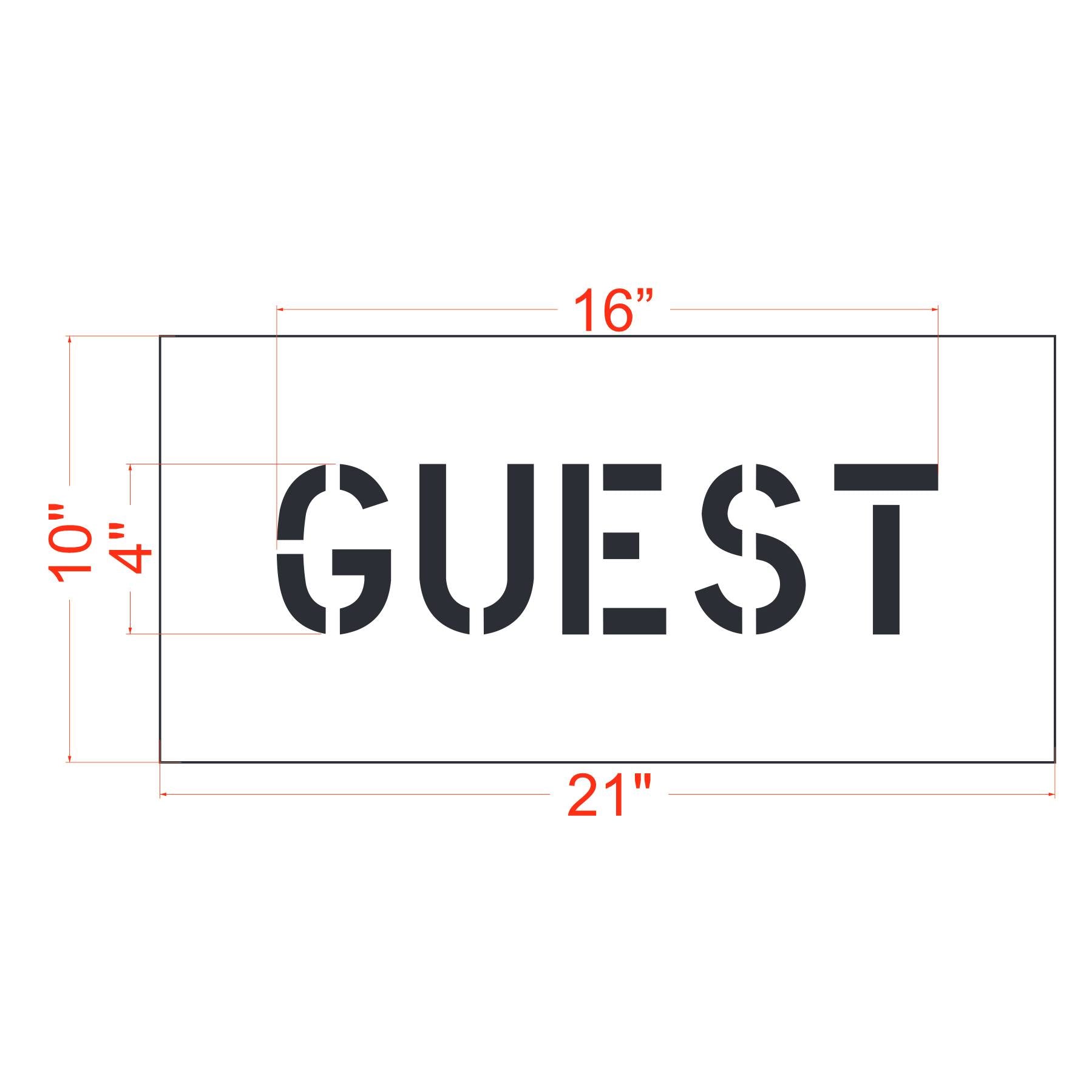 4 inch GUEST standard stencil for curb, equipment, and small pavement marking applications