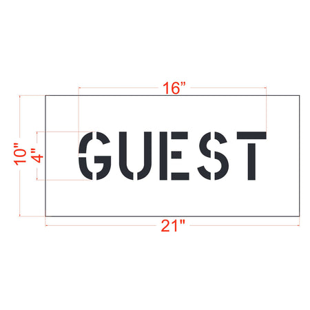 4 inch GUEST standard stencil for curb, equipment, and small pavement marking applications