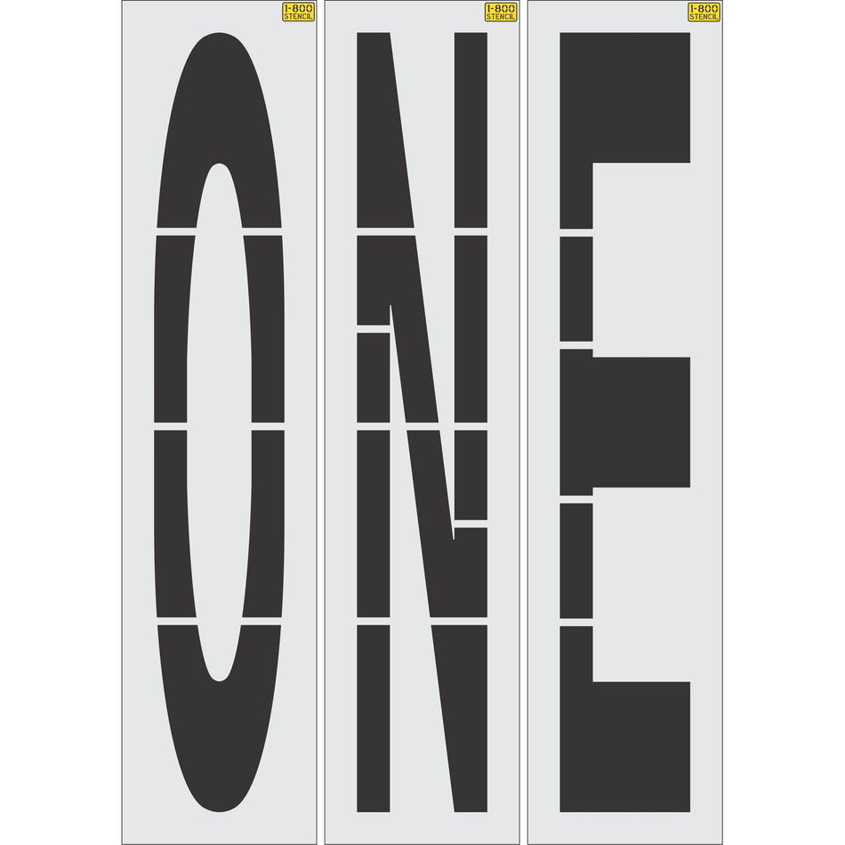 96 inch ONE stencil for large-format roadway and parking lot directional pavement striping applications