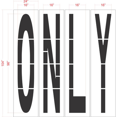 96 inch ONLY stencil for large-format roadway and parking lot directional pavement striping applications