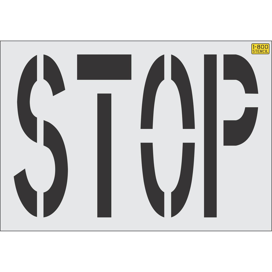 36 inch STOP stencil for roadway and parking lot pavement marking applications