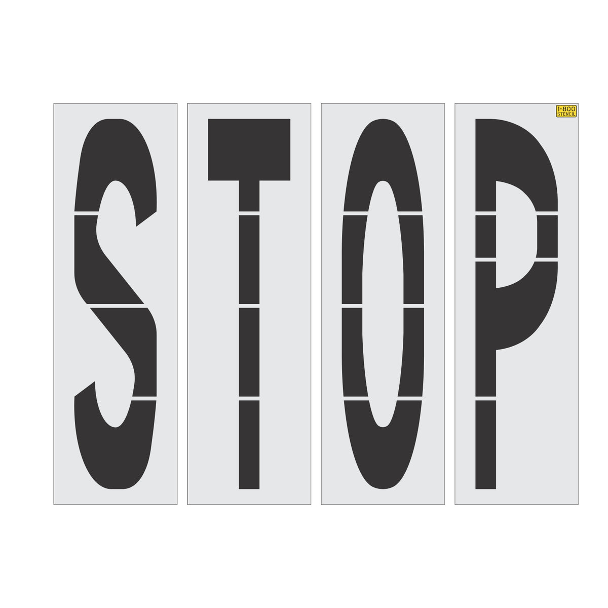 72 inch STOP stencil for roadway and parking lot pavement marking applications
