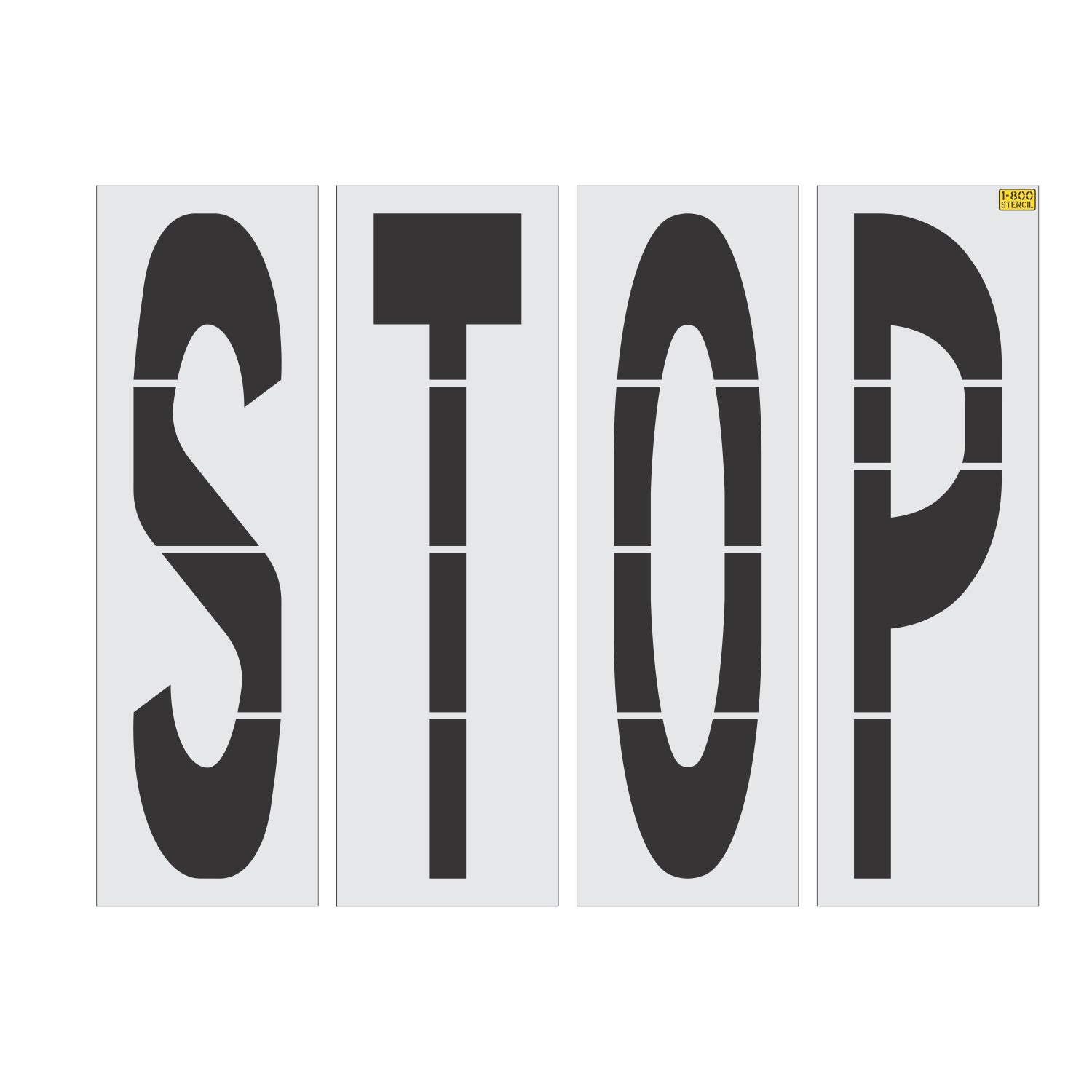 72 inch STOP stencil for roadway and parking lot pavement marking applications