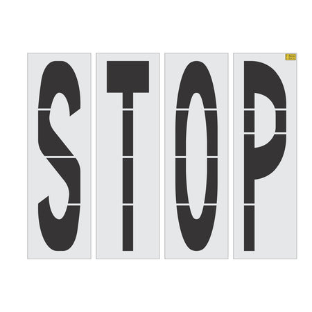 72 inch STOP stencil for roadway and parking lot pavement marking applications