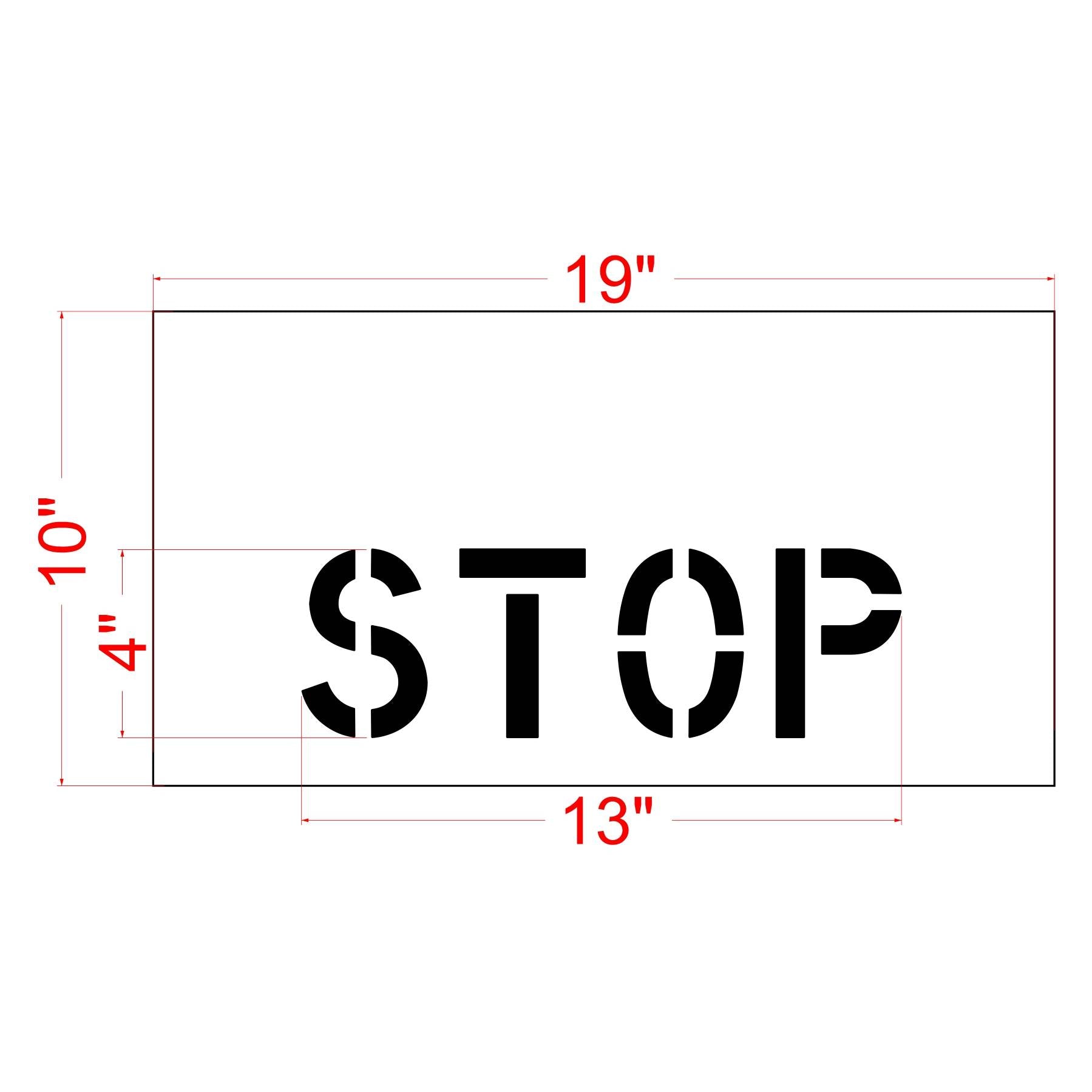 4 inch STOP curb stencil for curb, equipment, and small pavement marking applications