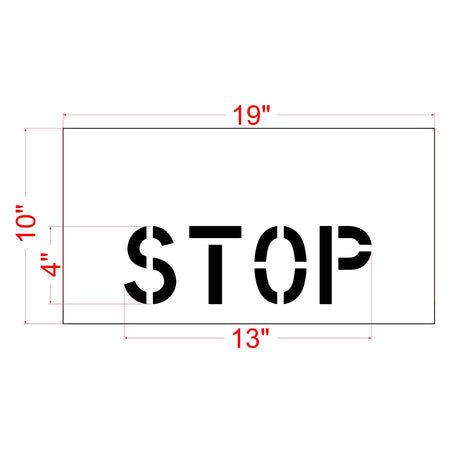 4 inch STOP curb stencil for curb, equipment, and small pavement marking applications