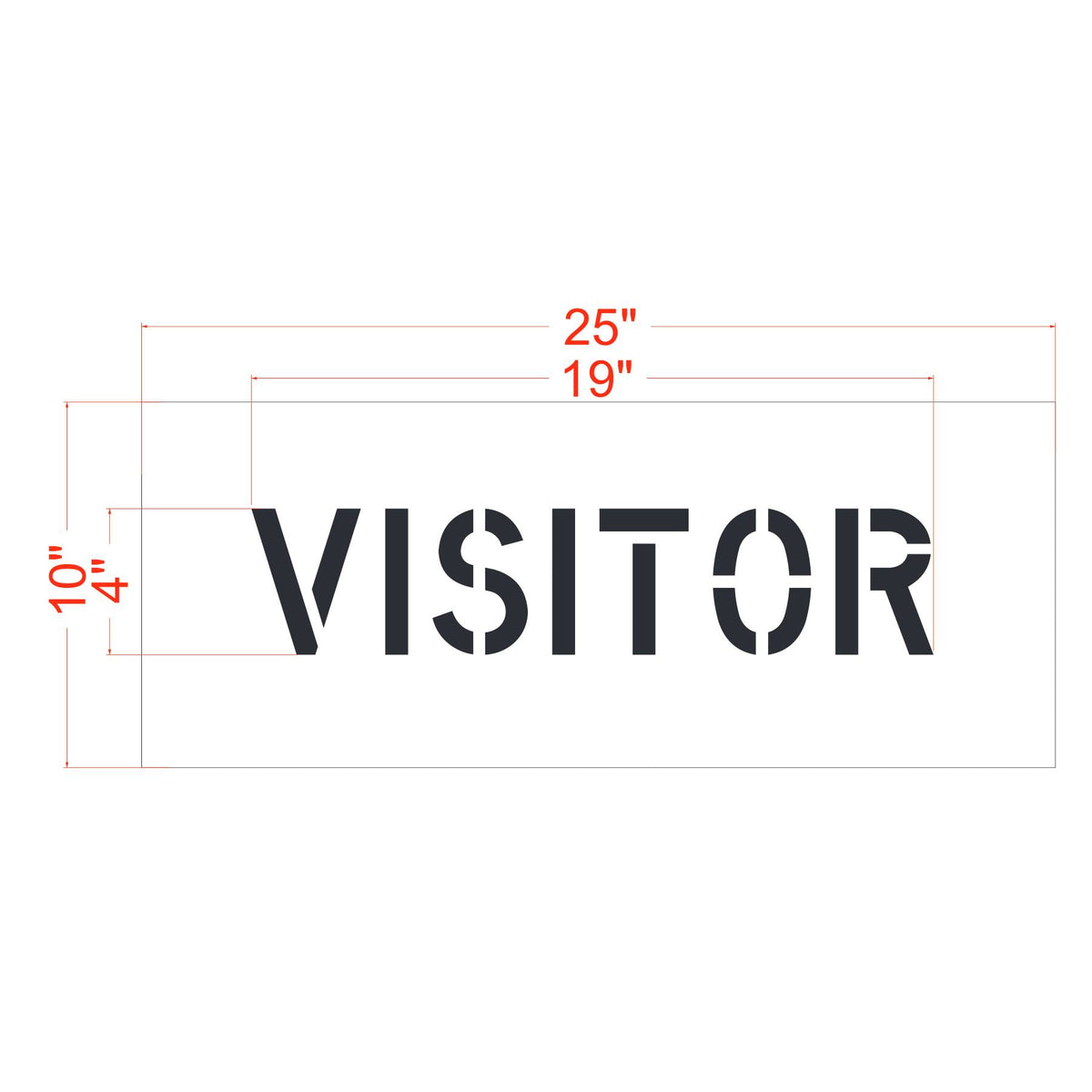 4 inch VISITOR standard stencil for parking lot and commercial curb marking applications