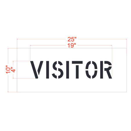 4 inch VISITOR standard stencil for parking lot and commercial curb marking applications