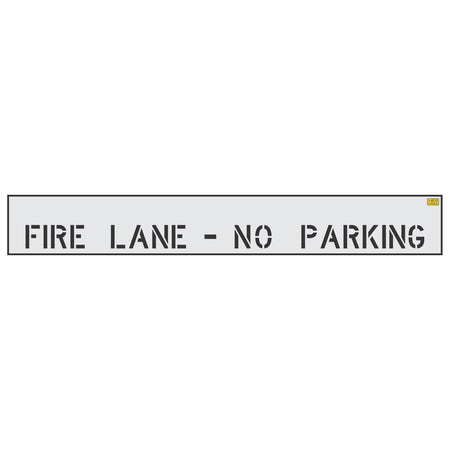 4 inch FIRE LANE NO PARKING pavement marking stencil for curb and commercial fire lane striping applications
