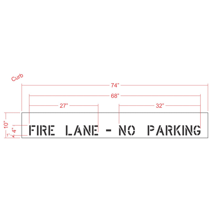 4" FIRE LANE - NO PARKING Stencil