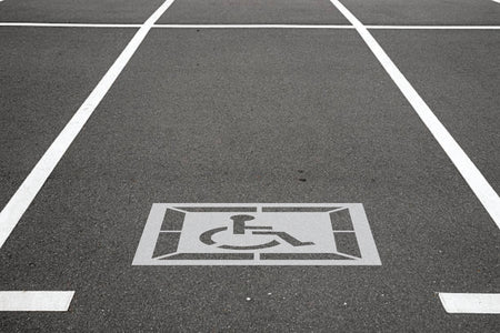 36 inch California legacy handicap pavement marking stencil for accessible parking lot striping applications