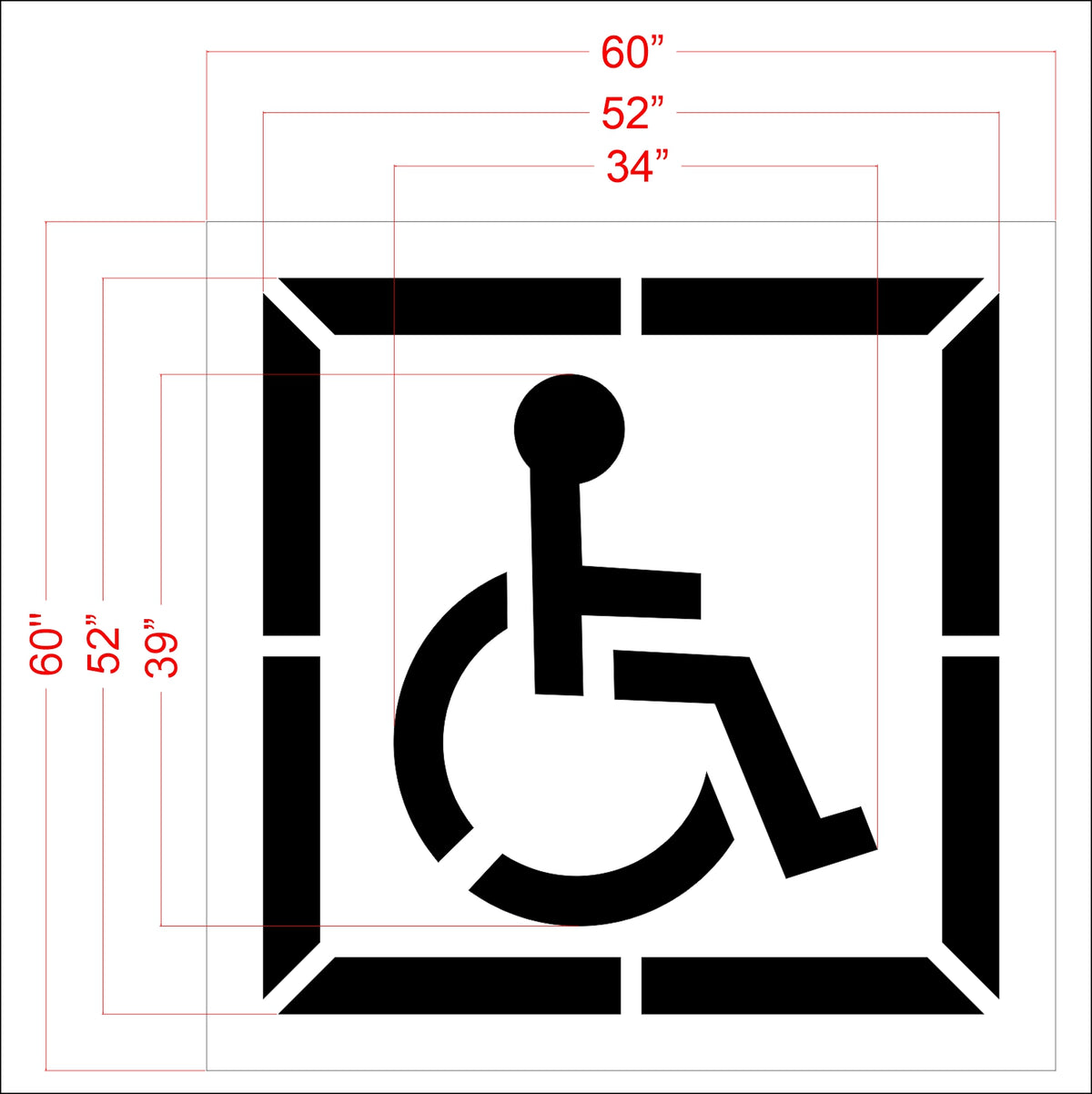 39 inch DOT handicap pavement marking stencil for ADA accessible parking lot striping applications