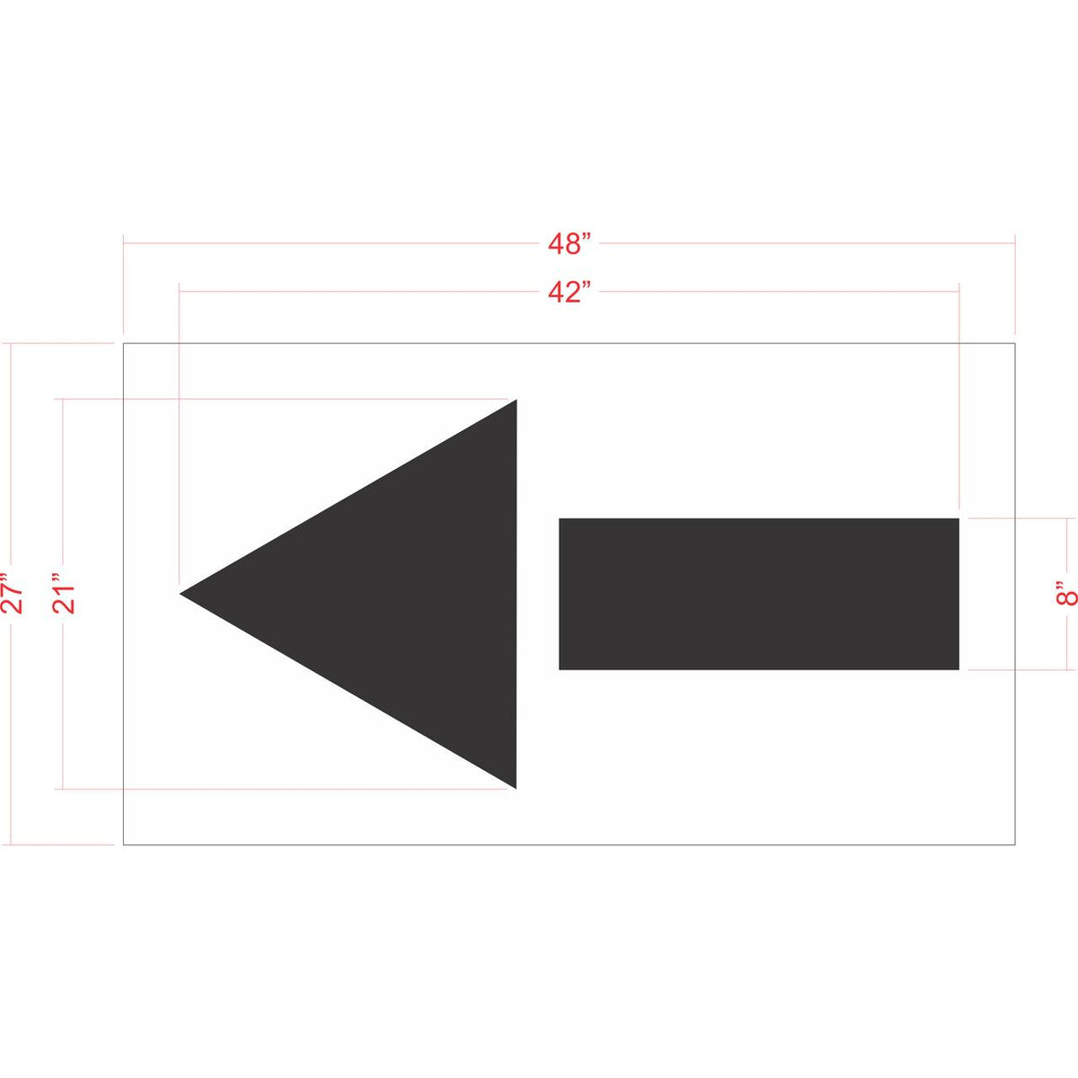 42 inch straight arrow stencil for commercial parking lot and roadway directional pavement striping