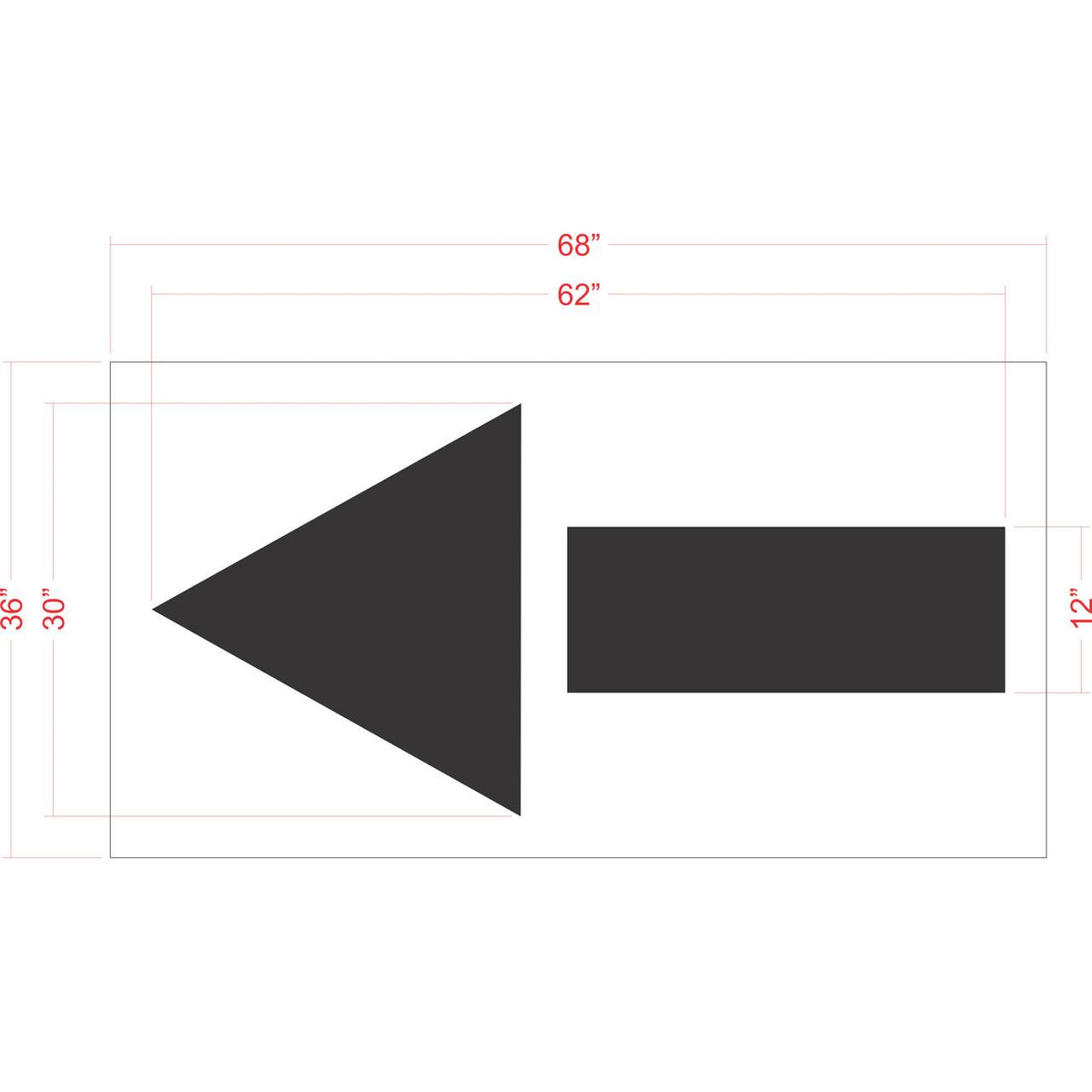 84 inch straight arrow stencil for commercial parking lot and roadway directional pavement striping applications