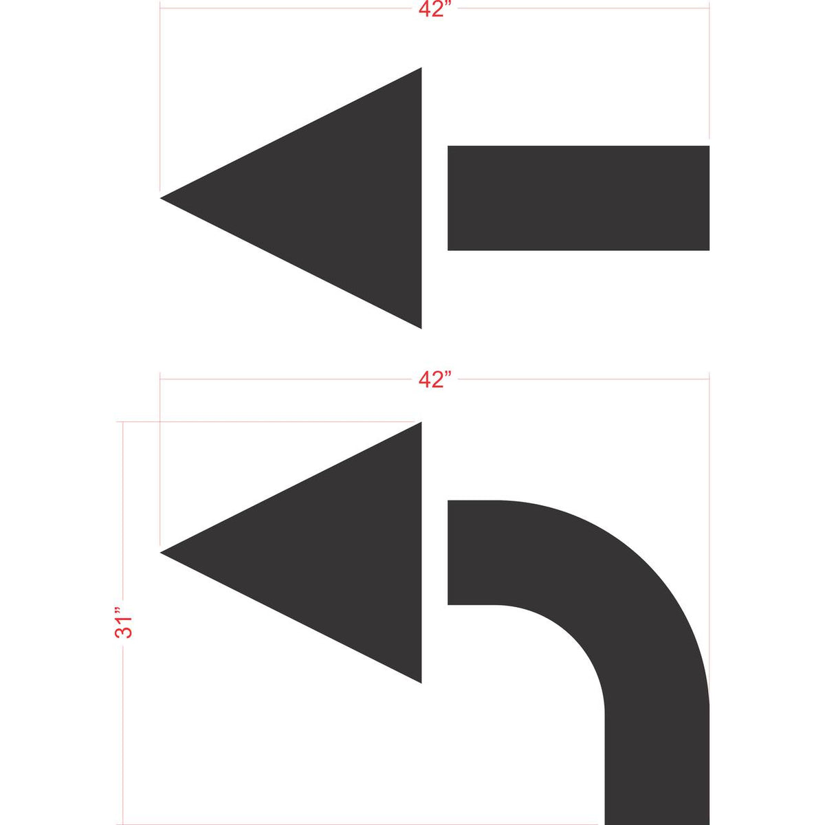 42 inch Arrow Combo Kit stencil for parking lot and roadway directional pavement marking applications