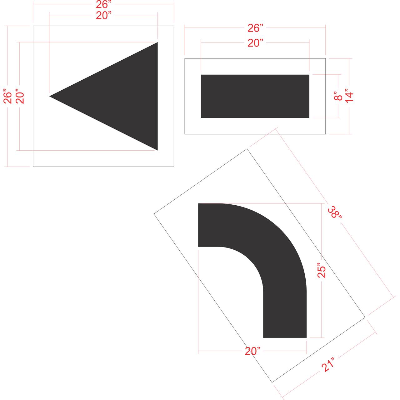 42 inch Arrow Combo Kit stencil for parking lot and roadway directional pavement marking applications