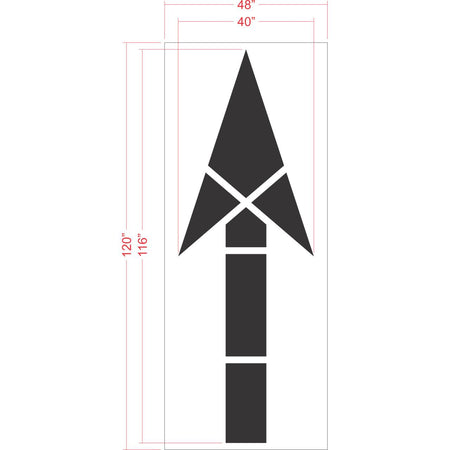 116 inch FHWA compliant straight arrow stencil for roadway and lane direction pavement striping