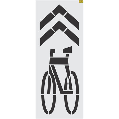 111 inch FHWA DOT shared bike lane sharrow pavement marking stencil for municipal roadway striping applications