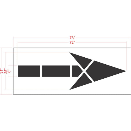 72 inch FHWA DOT bike lane arrow pavement marking stencil for roadway and municipal bicycle lane striping