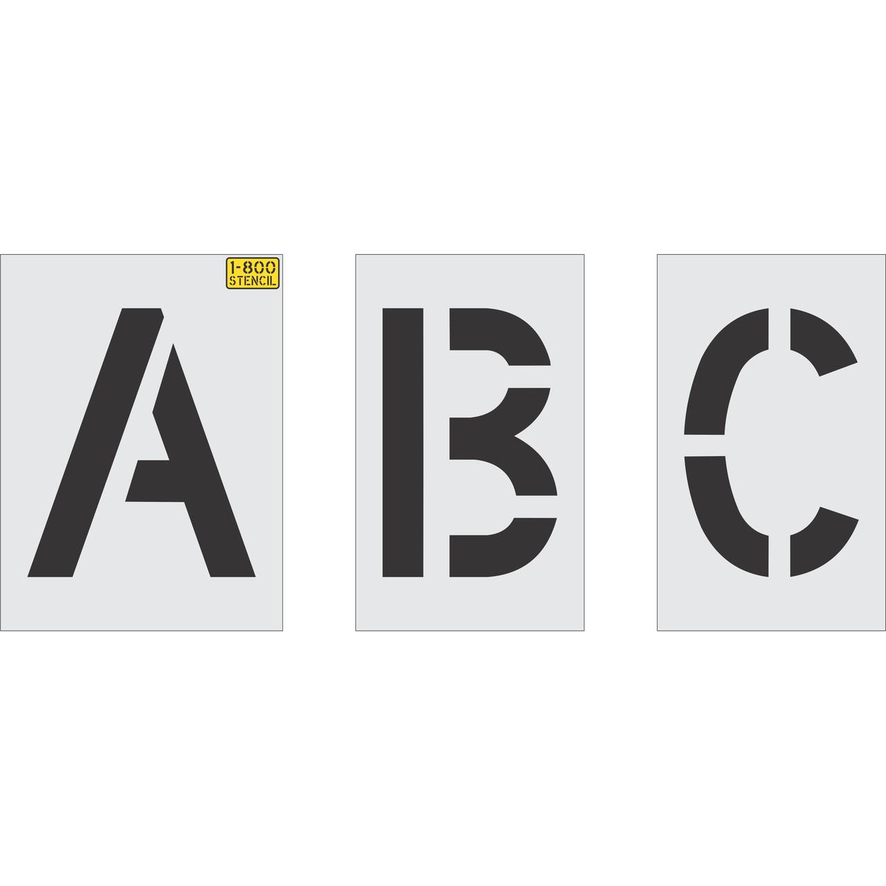 10 inch alphabet stencil kit for parking lot, curb, and commercial pavement lettering applications