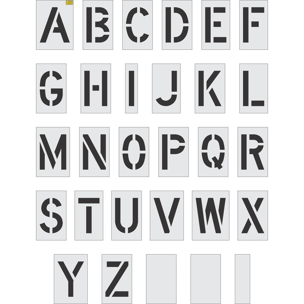 10 inch alphabet stencil kit for parking lot, curb, and commercial pavement lettering applications