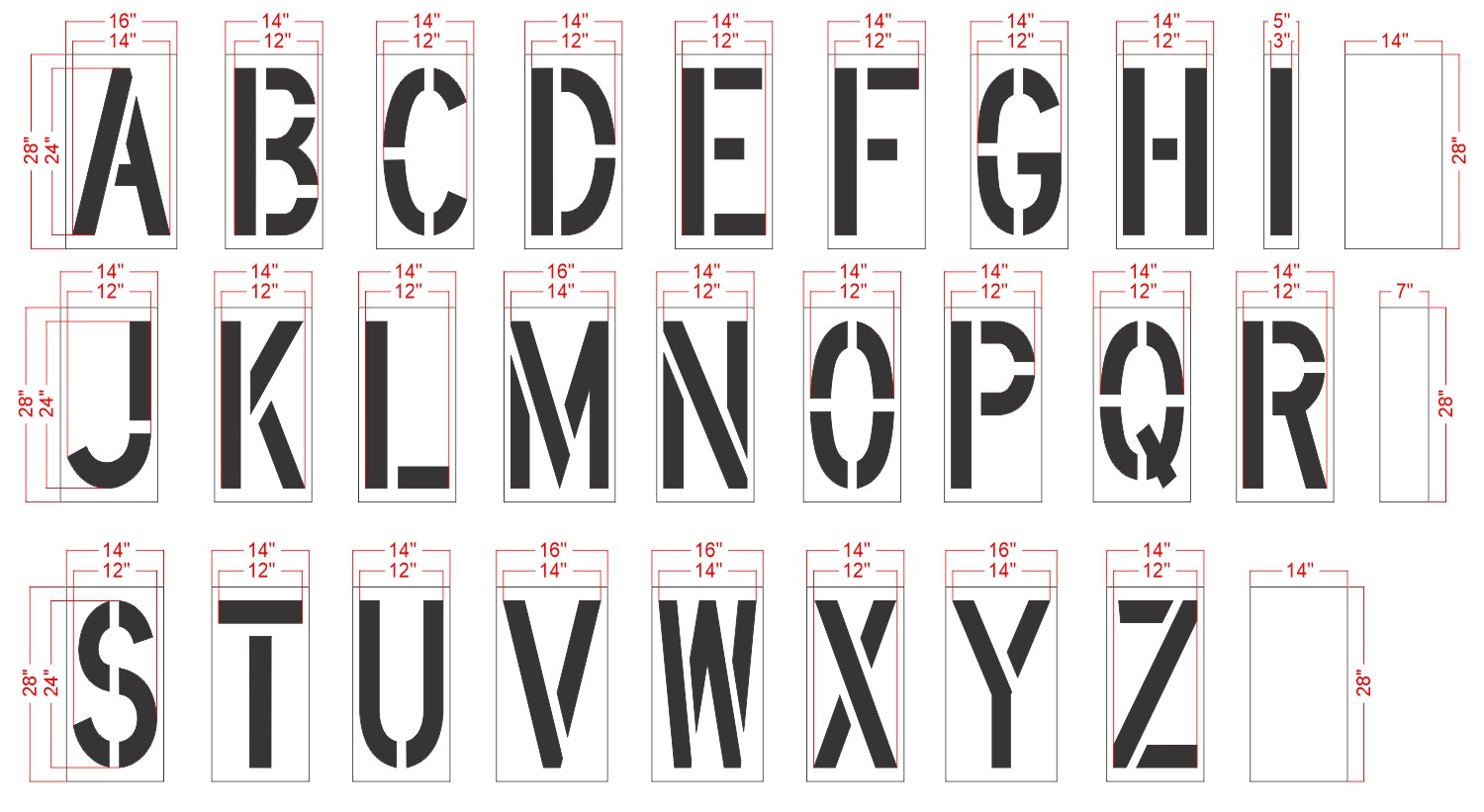 24" x 12" Alphabet Kit Stencil