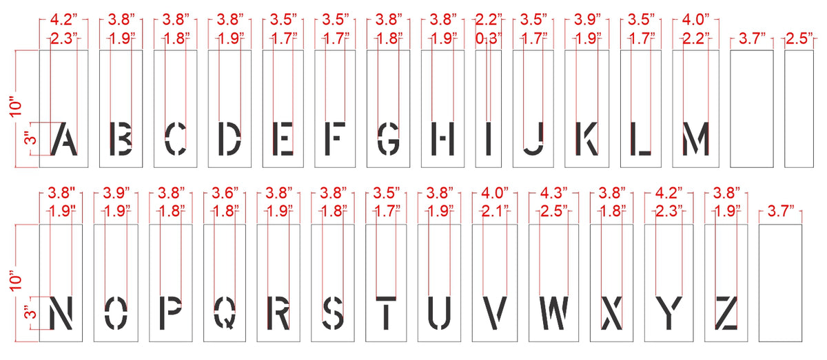 3" Alphabet Kit for Curbs Stencil