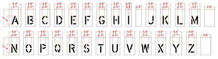 4" Alphabet Kit for Curbs Stencil - High-quality stencil for pavement marking, durable and reusable