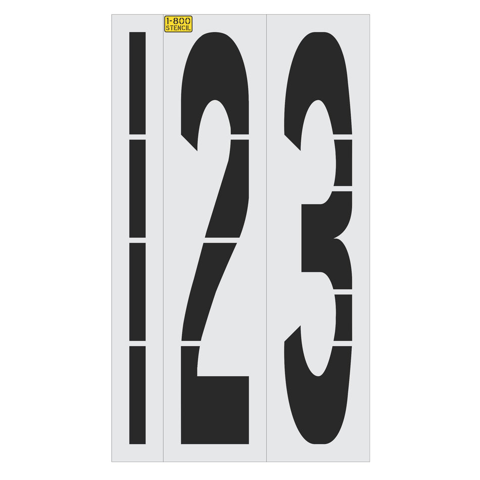96 inch number stencil kit for roadway, municipal, warehouse, and commercial pavement numbering applications