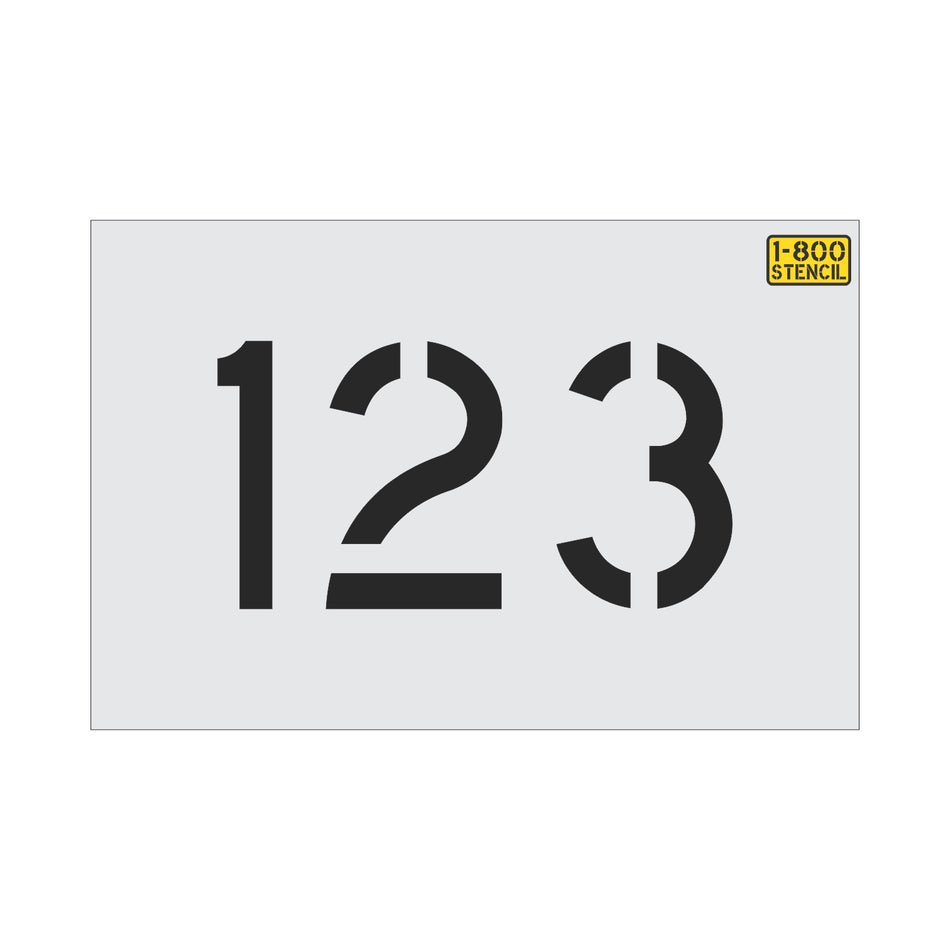 6" 3-Digit Number Kit (100-pc) 100-199, 200-299, etc - High-quality stencil for pavement marking, durable and reusable