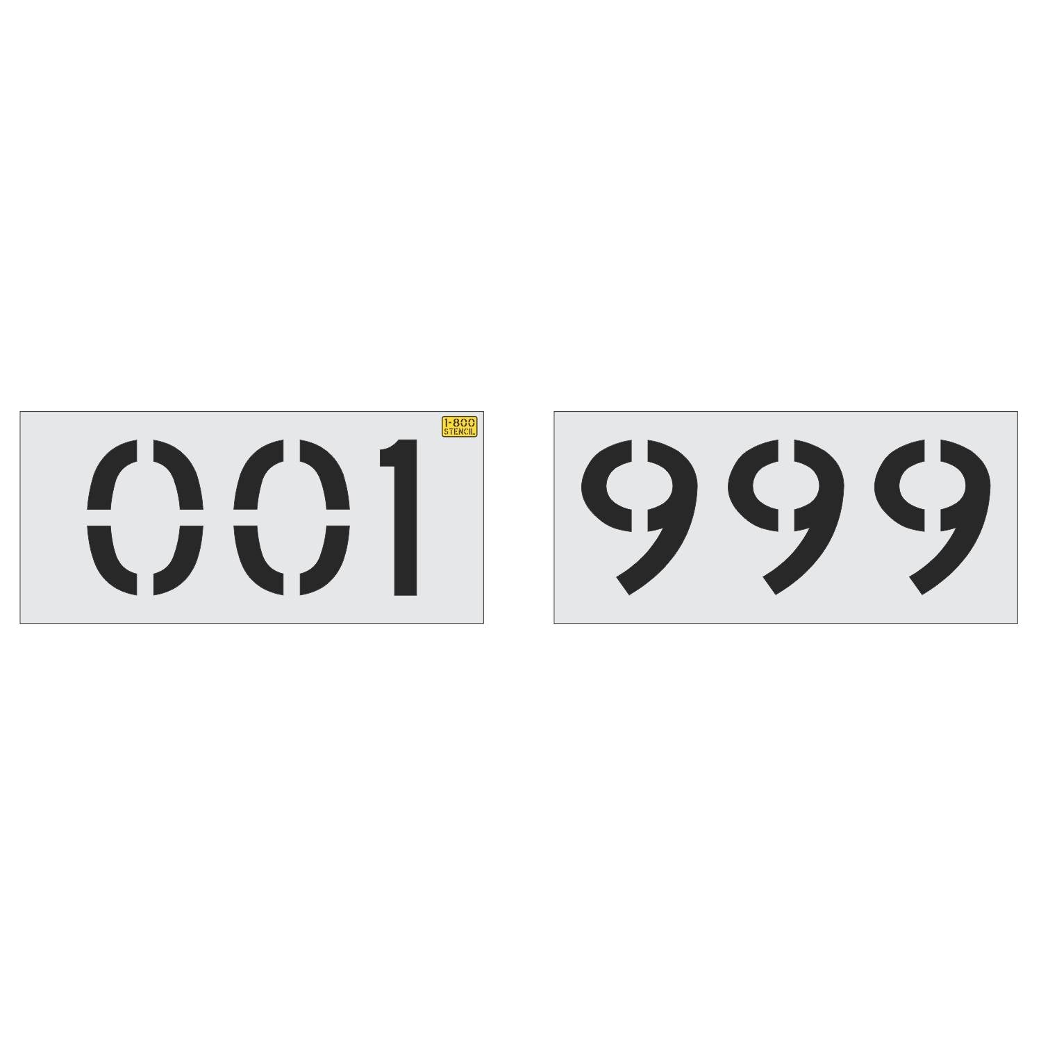 12 inch 3 digit 100 piece number stencil kit for parking lot and commercial pavement numbering applications