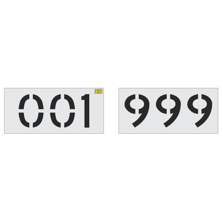 12 inch 3 digit 100 piece number stencil kit for parking lot and commercial pavement numbering applications