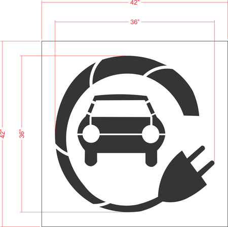 36 inch electric car pavement marking stencil for EV charging station and parking lot striping applications