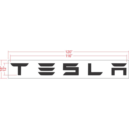 12 inch Tesla brand pavement marking stencil for EV charging station and commercial parking lot striping applications